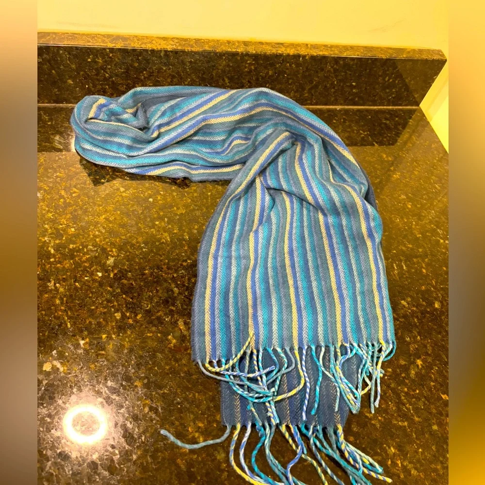 V. FRAAS Cashmink Blue Striped Scarf